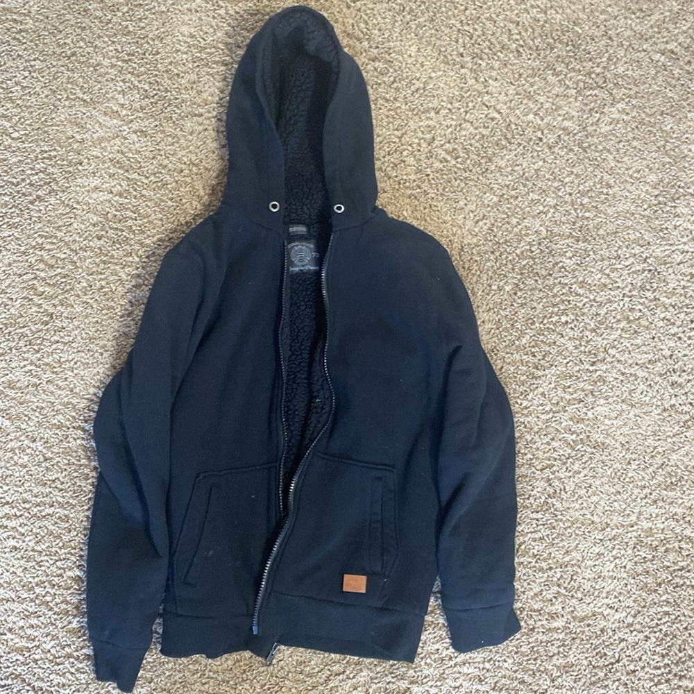Black zip up Sherpa sweater